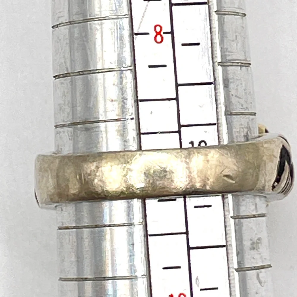 925 Sterling 14 K Gold Diamond Accented Textured Designer Ring Size 9